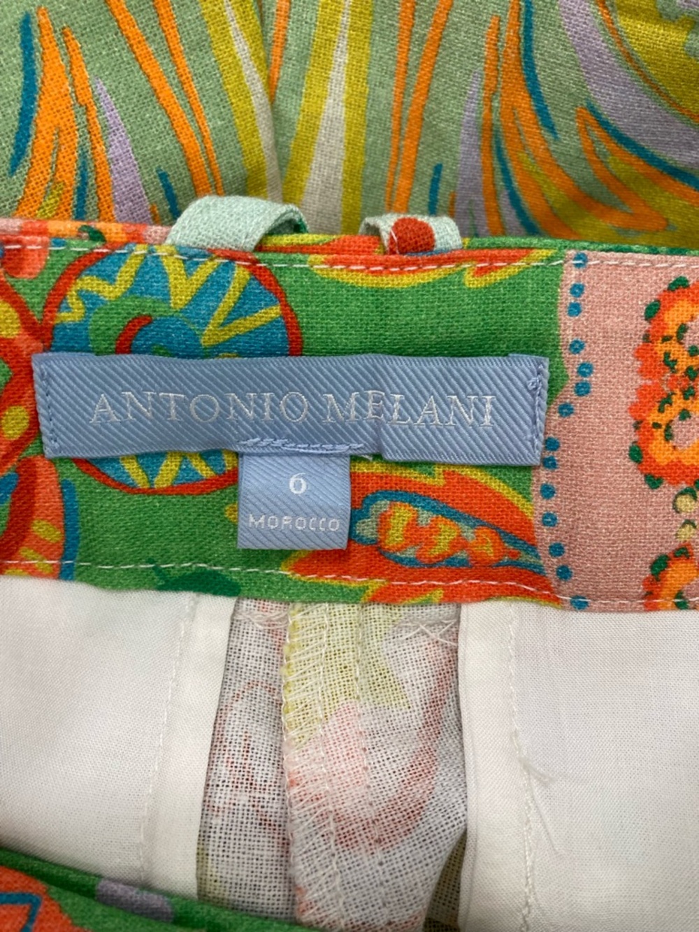 ANTONIO MELANI Brooks Bright Colorful Paisley Print Linen Cotton Shorts - Picture 6 of 9